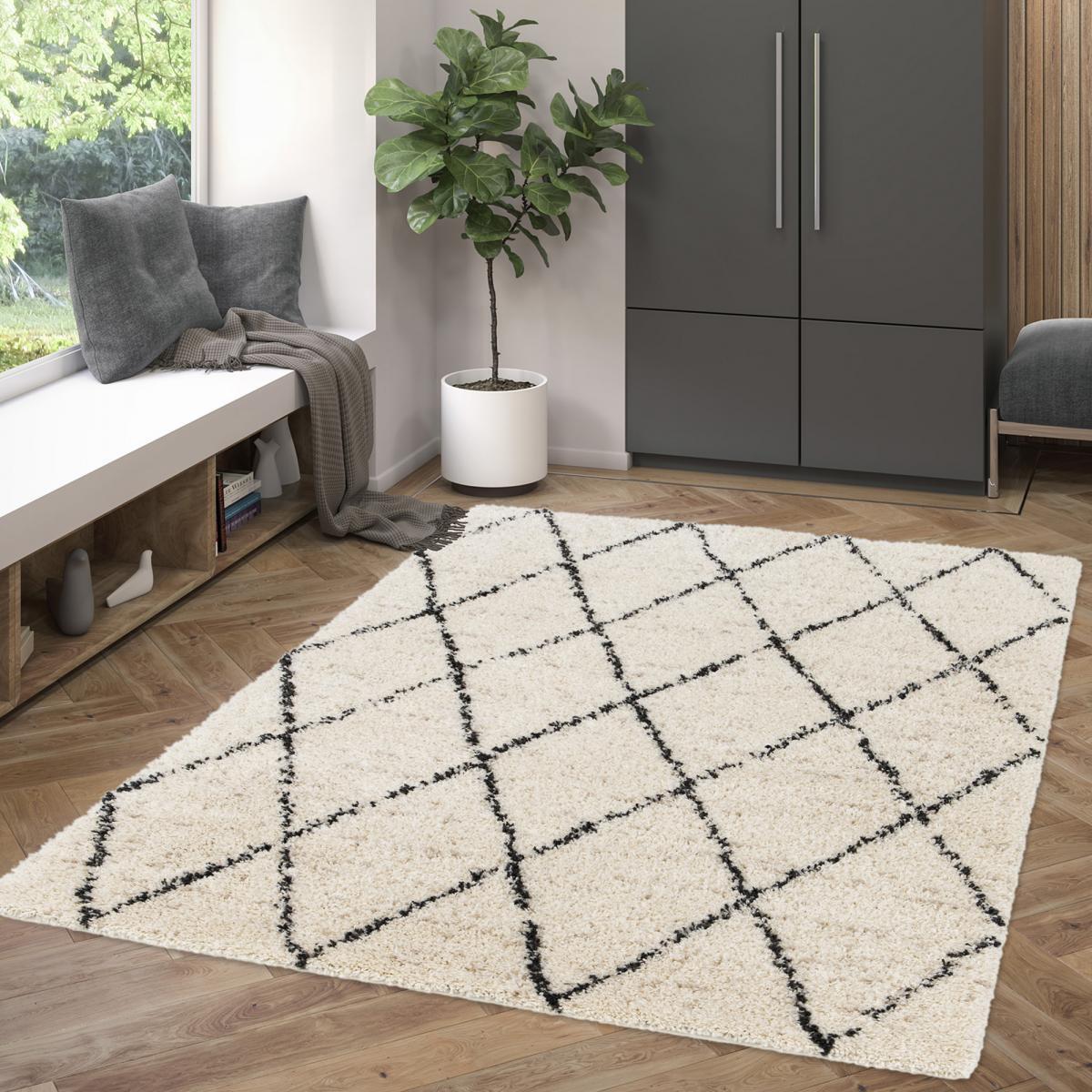 Tapis shaggy tissé motif berbère REJI