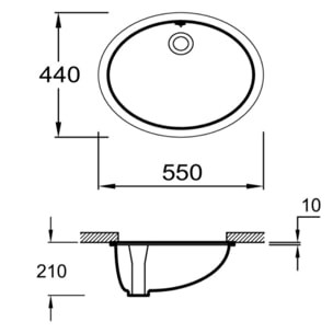 Vasque à encastrer par le dessous 55 cm Caxton