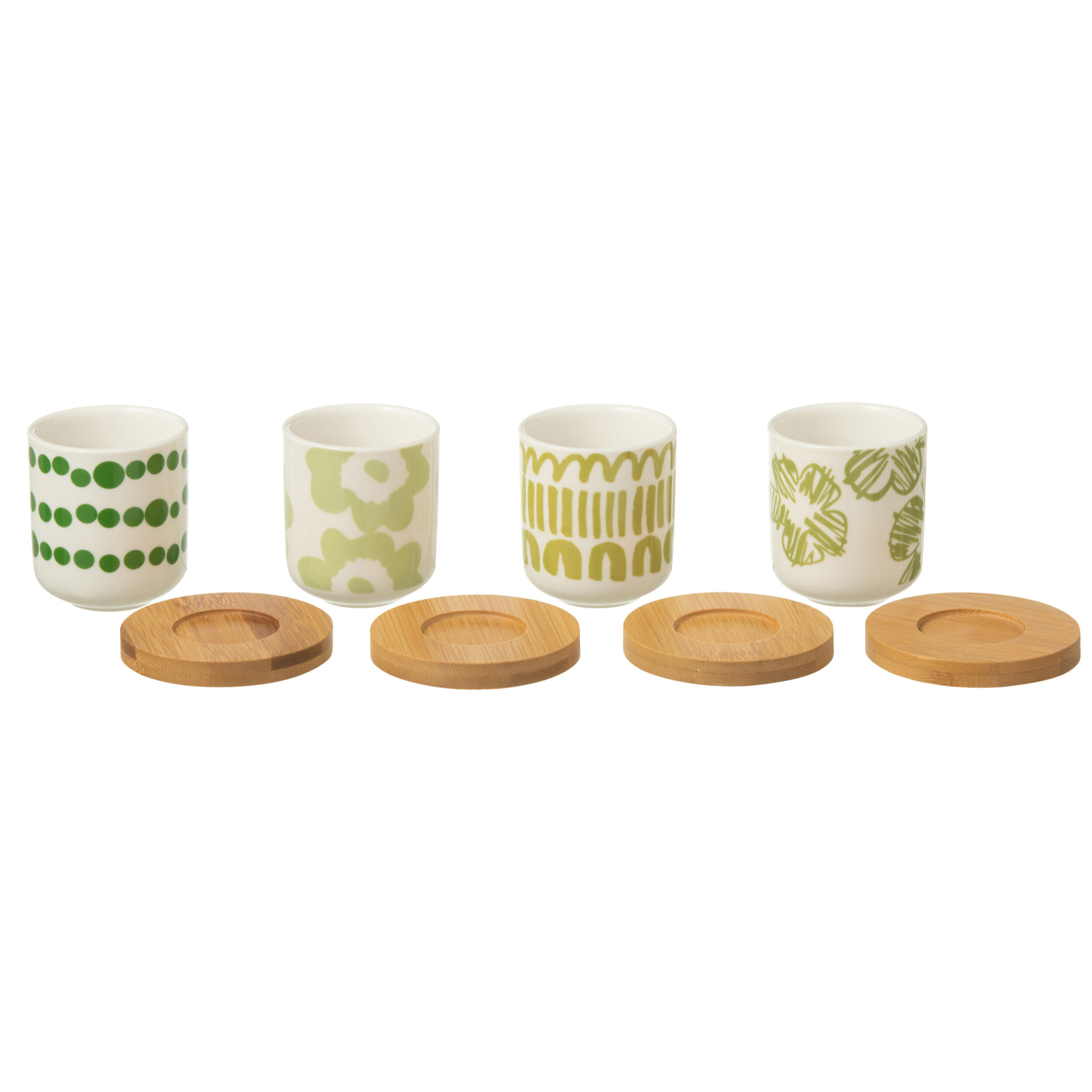 J-Line tasse + sous-tasse - bambou/céramique - vert - boîte de 4