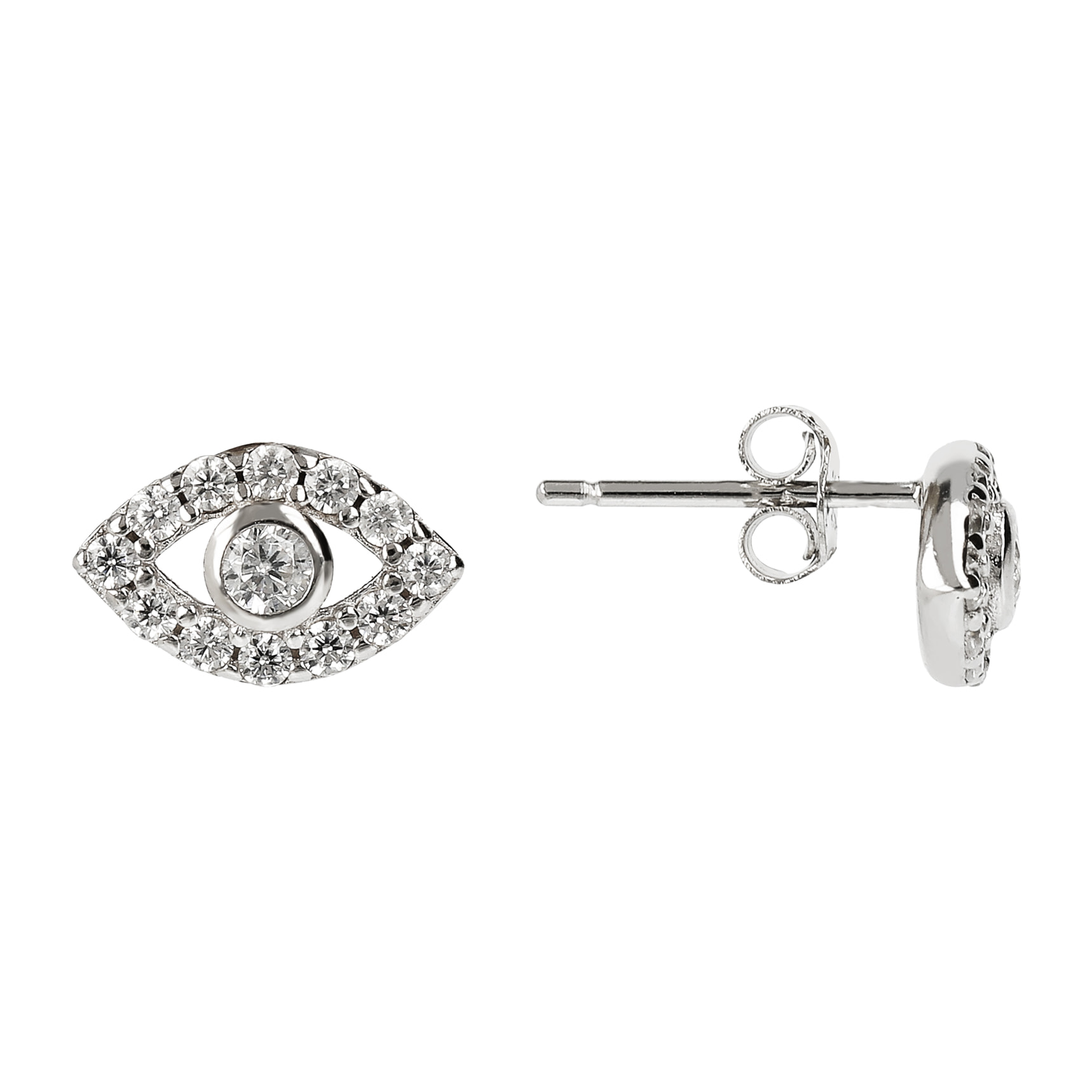 Orecchini a Lobo Occhio con Cubic Zirconia in Argento 925