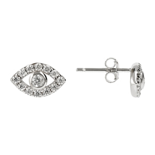 Orecchini a Lobo Occhio con Cubic Zirconia in Argento 925