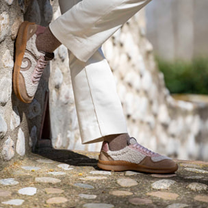 Zapatos N5435B MULTI MATERIAL WINE/ OROEL color Wine