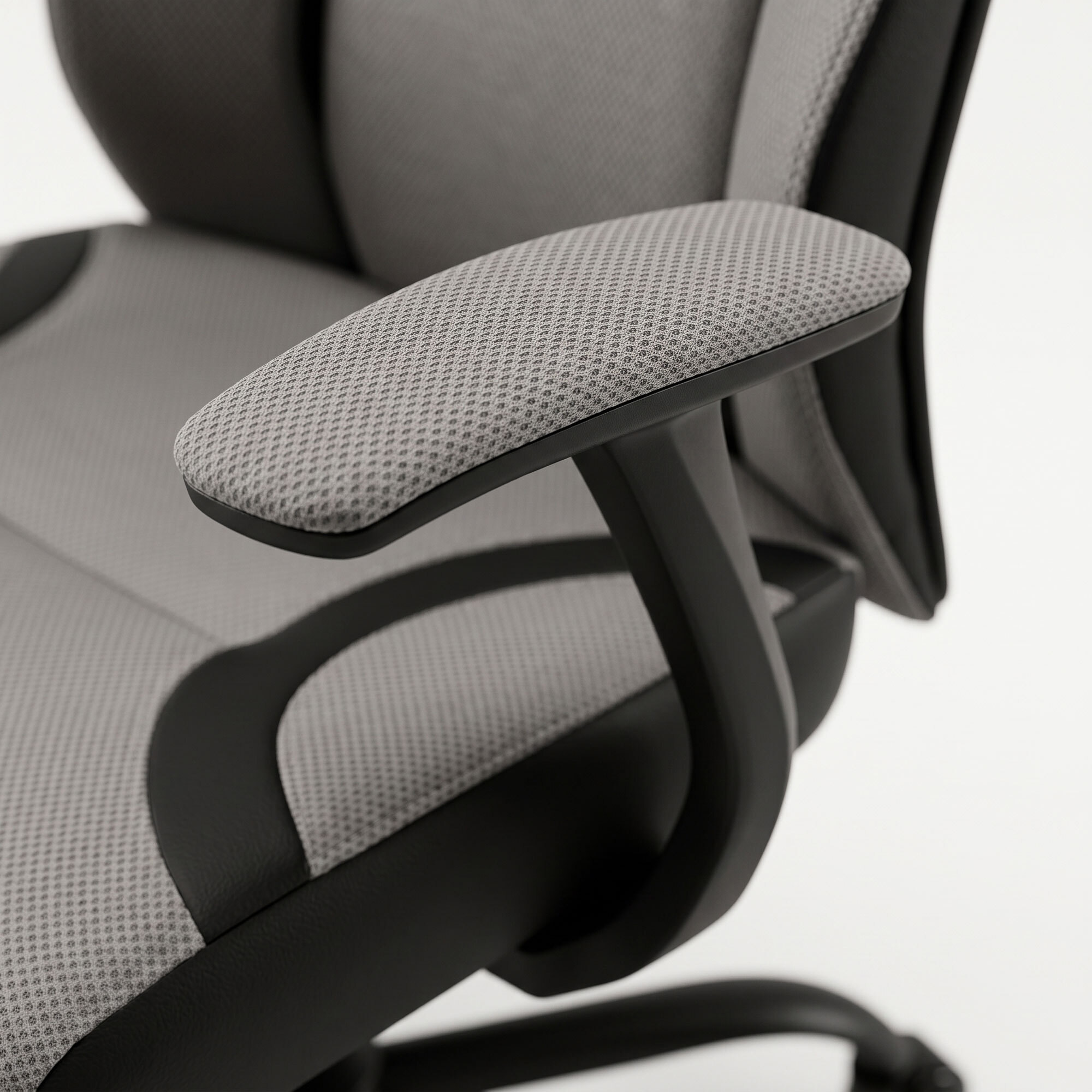 Flank - Sedia da Gaming Pro Ergonomica Poltrona Gamer con Altezza regolabile Reclinabile Girevole 360° con Braccioli in Tessuto e PVC Grigio