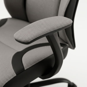 Flank - Sedia da Gaming Pro Ergonomica Poltrona Gamer con Altezza regolabile Reclinabile Girevole 360° con Braccioli in Tessuto e PVC Grigio