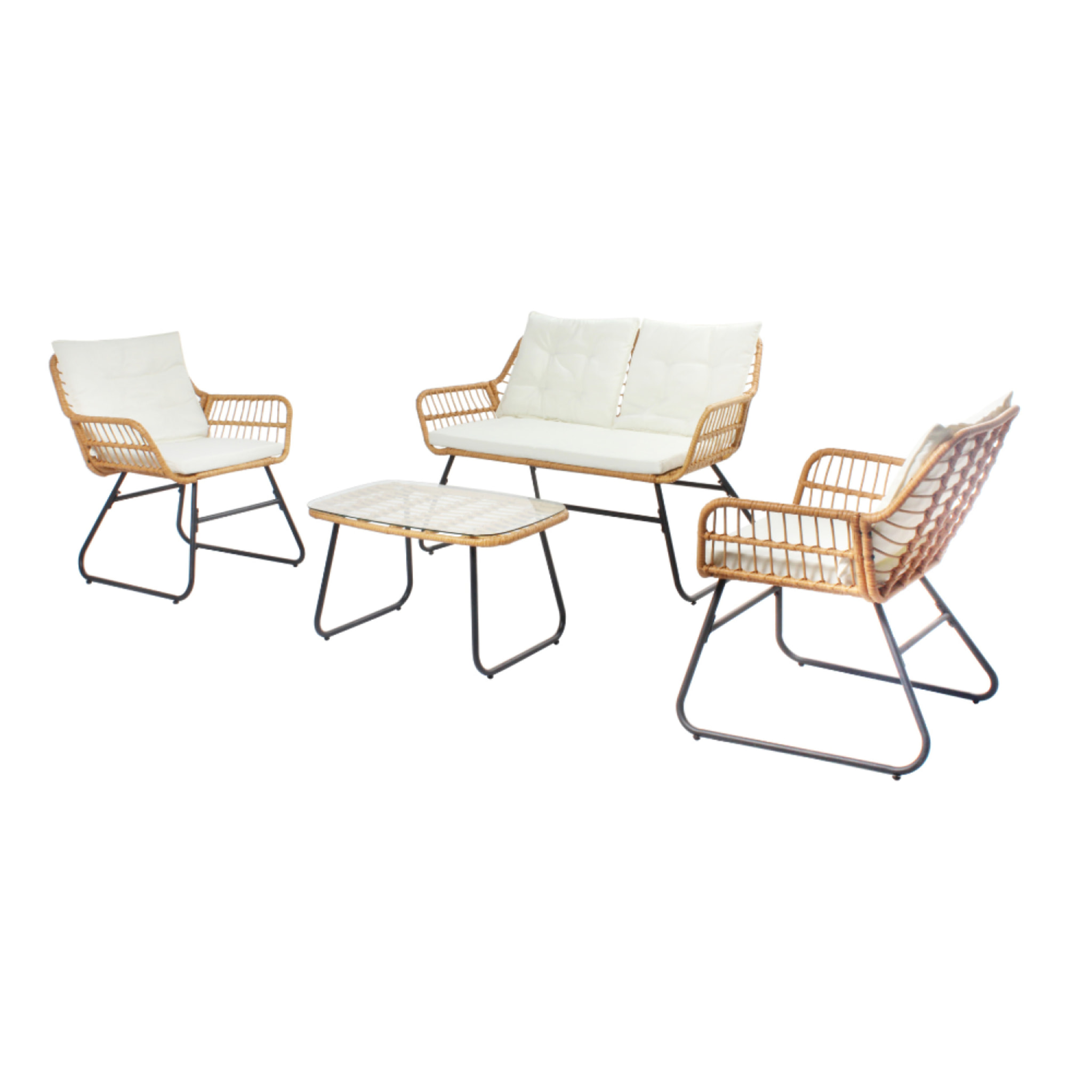 Salon de jardin bas 4 places effet rotin PAITA