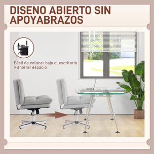 Silla de Escritorio Giratoria Silla de Oficina con Altura Ajustable Función de Basculante Base Cruzada sin Brazos y Asiento Amplio para Estudio Dormitorio Gris