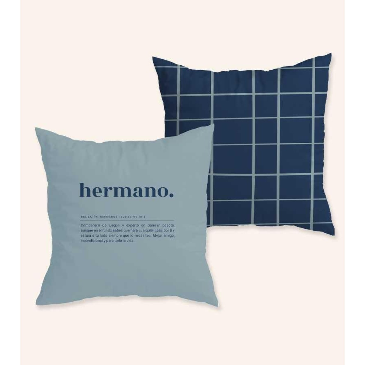 Funda de Cojín "Hermano. Definición" Cuadrados azules