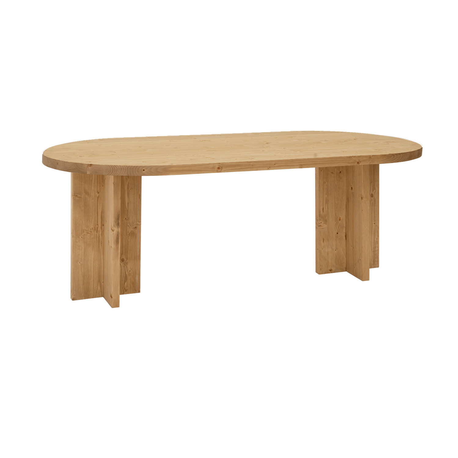 Table à manger ovale en bois massif ton chêne moyen en différentes tailles