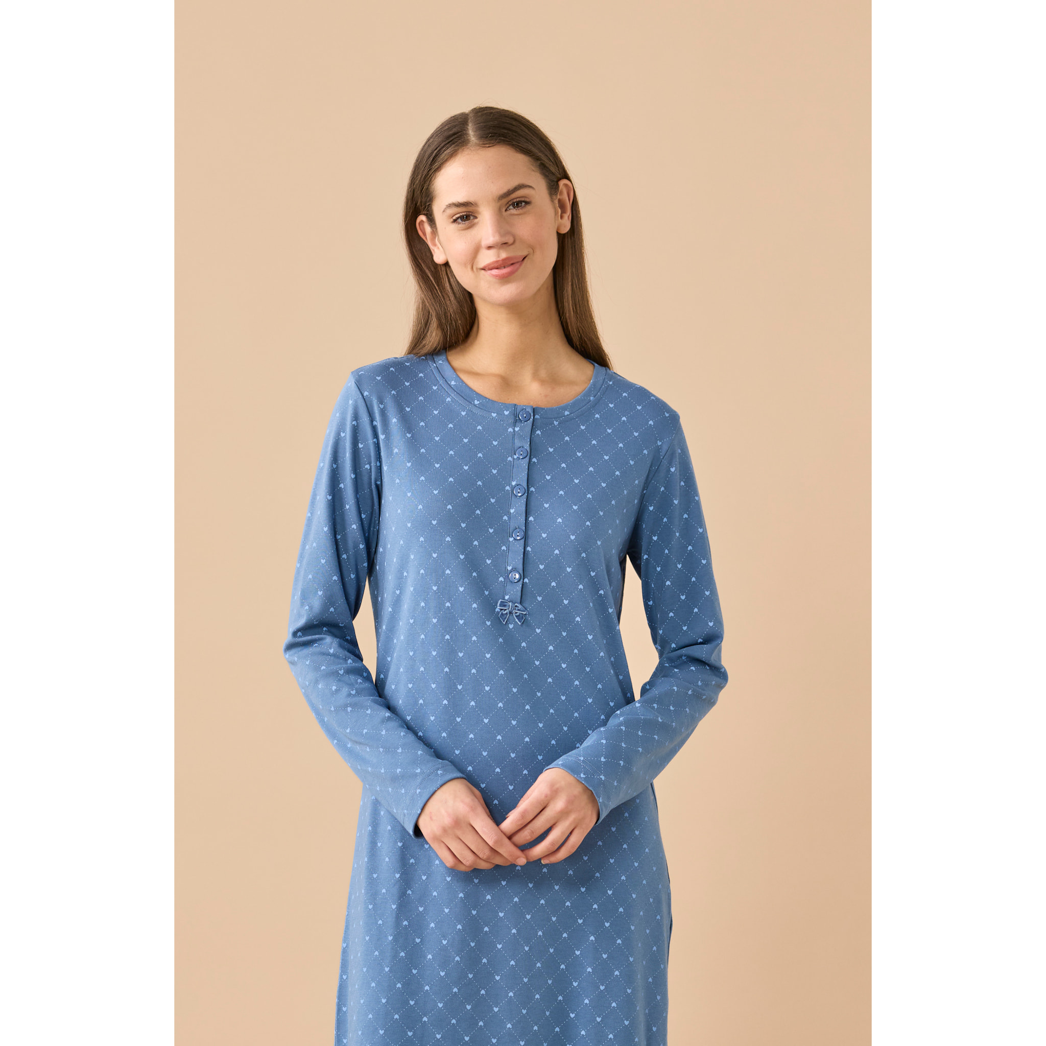 Camicia da notte donna in caldo cotone articolo cuore. Noidinotte