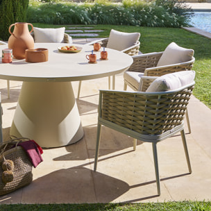 Lot de 2 fauteuils de jardin "Yconia" argile & beige aluminium et polyester