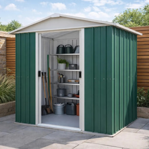 Abri de jardin métal vert Yardmaster 2,3 m² + kit d'ancrage
