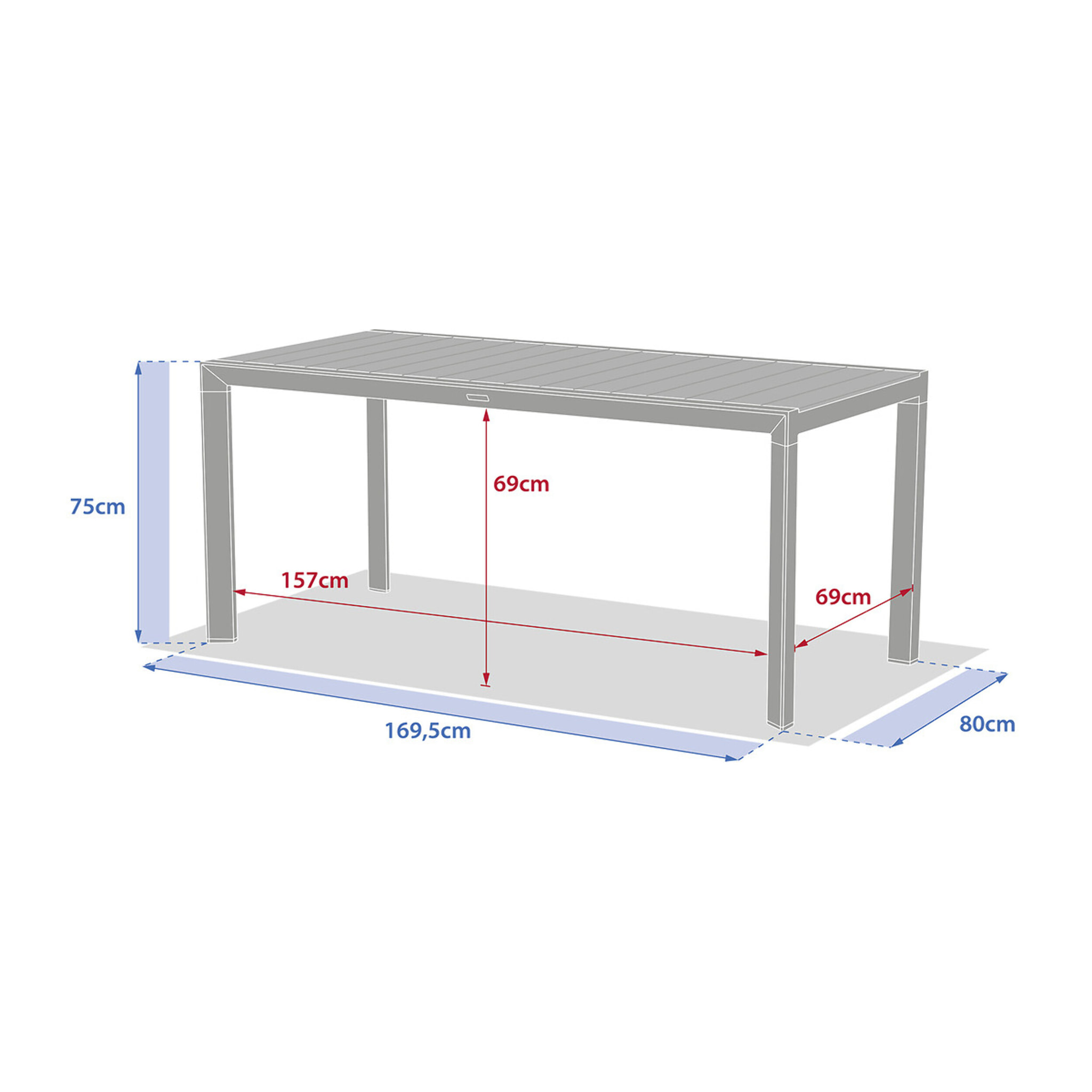 Table de jardin "Évasion" effet bois lin & argile 6 places lates en aluminium