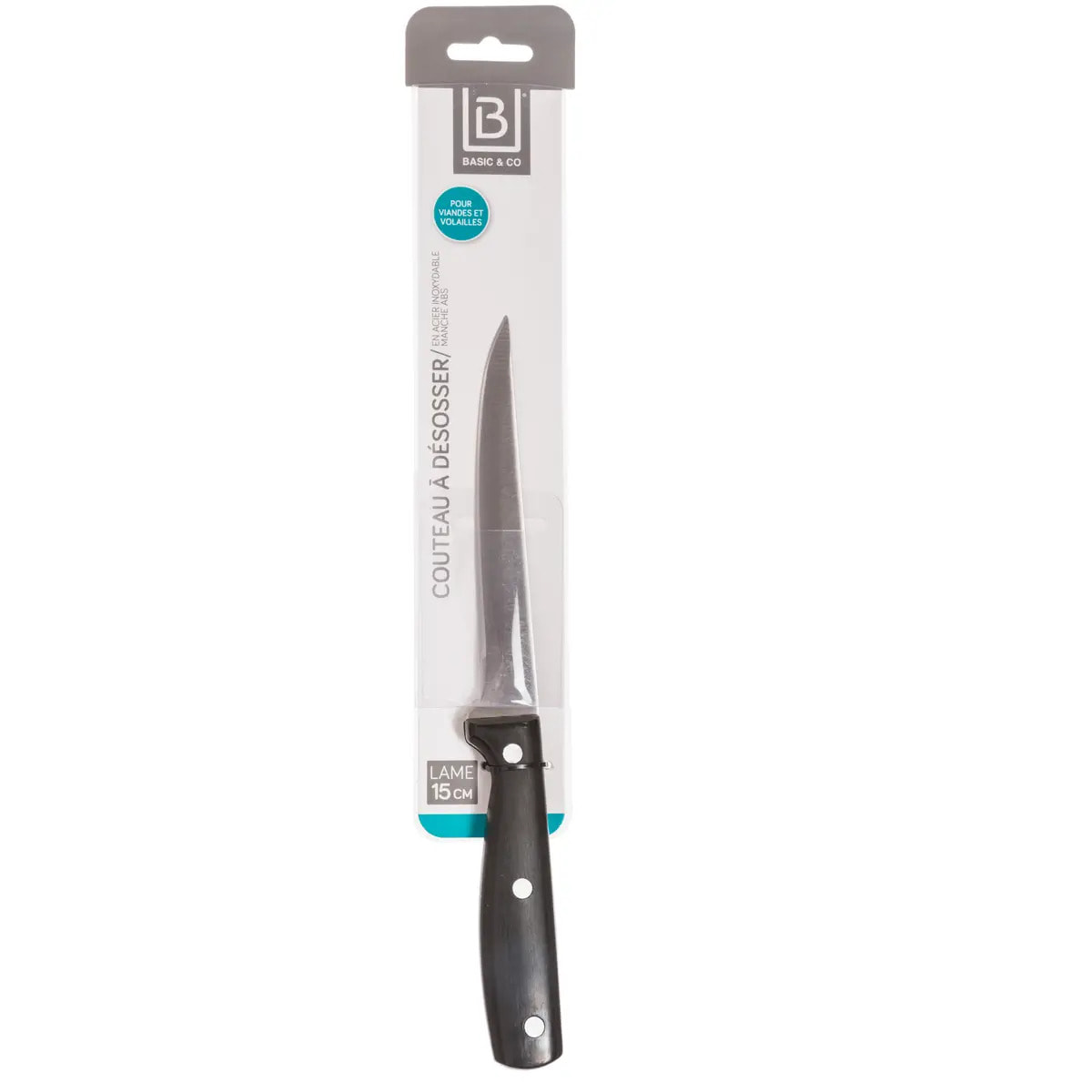 Couteau à désosser inox "Essentiel Black" lame 15cm