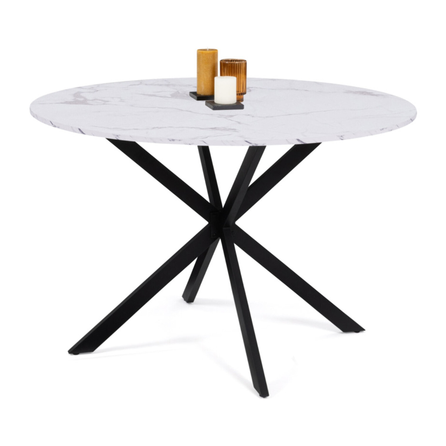 Table à manger ronde Soline Ø110cm effet marbre