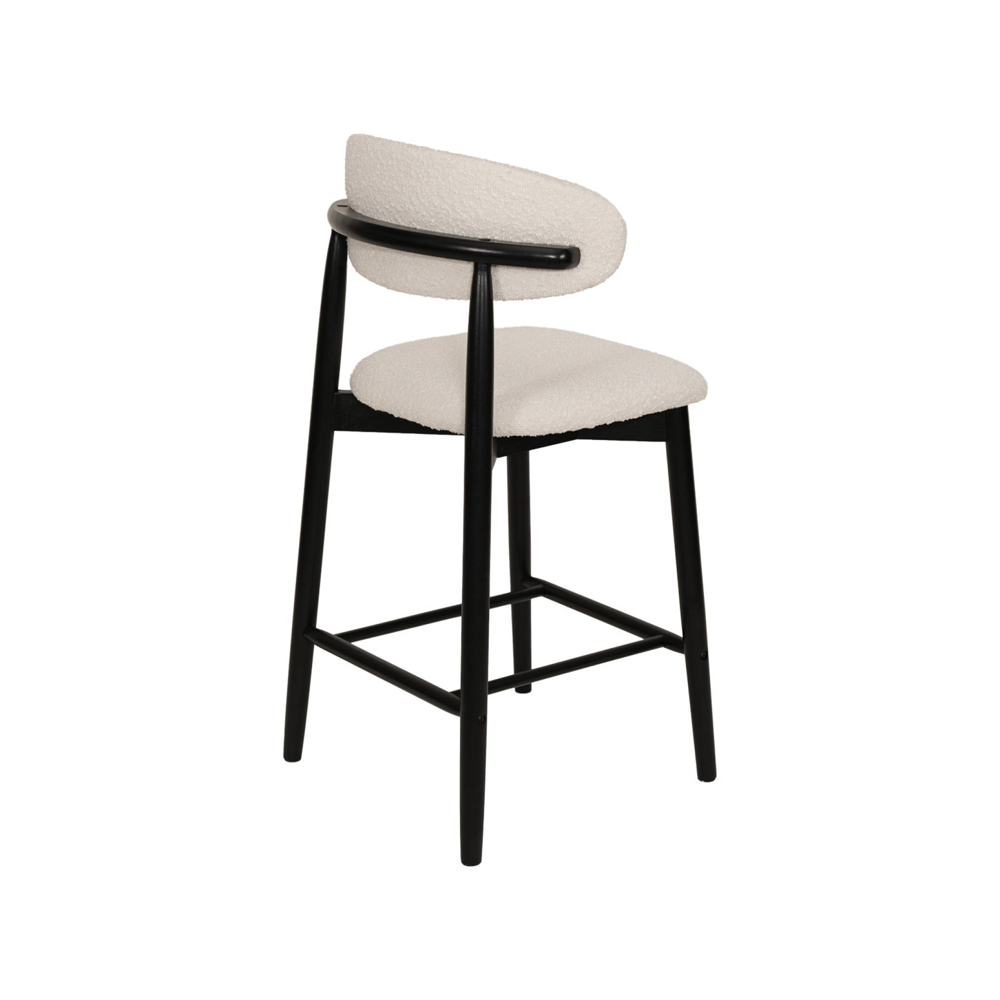Tabouret de bar bois d'hévéa et tissu bouclette (lot de 2)  PAOLA