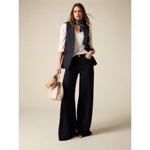 Oltre - Pantalones palazzo de tencel - Azul