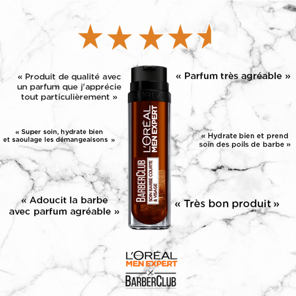 L'Oréal Paris Men Expert Barber Club Nettoyant 3 en 1 Barbe, Visage et Cheveux 200m+ Soin Barbe Courte et Visage 50ml
