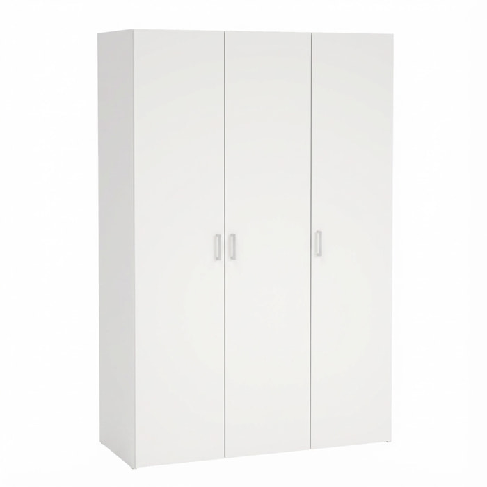 Armadio Con 3 Ante Battenti Multiuso Design Moderno Salvaspazio Funzionale Ampio Vano Con Barra Appendiabiti E Ripiani 115.8 x 49.52 x 175.4 Cm Bianco