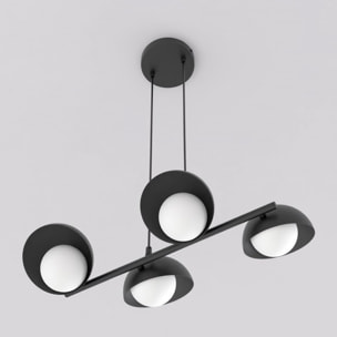 Lampada a sospensione BOOM in acciaio nero con diffusori sferici