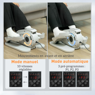 Elliptique de bureau, mini vélo elliptique électrique avec écran LCD, télécommande et 10 vitesses réglables, silencieux et portable pour les seniors, blanc
