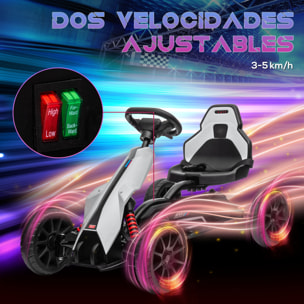 Go Kart Coche Eléctrico para Niños de 3 a 8 Años Kart con Batería 12V Velocidad Ajustable 3-5km/h y Cinturón de Seguridad Carga 30 kg para Exterior 100x58x58,5 cm Blanco