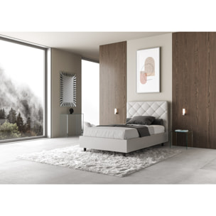 Letto una piazza e mezza con rete imbottito 120x190 similpelle bianco Priya