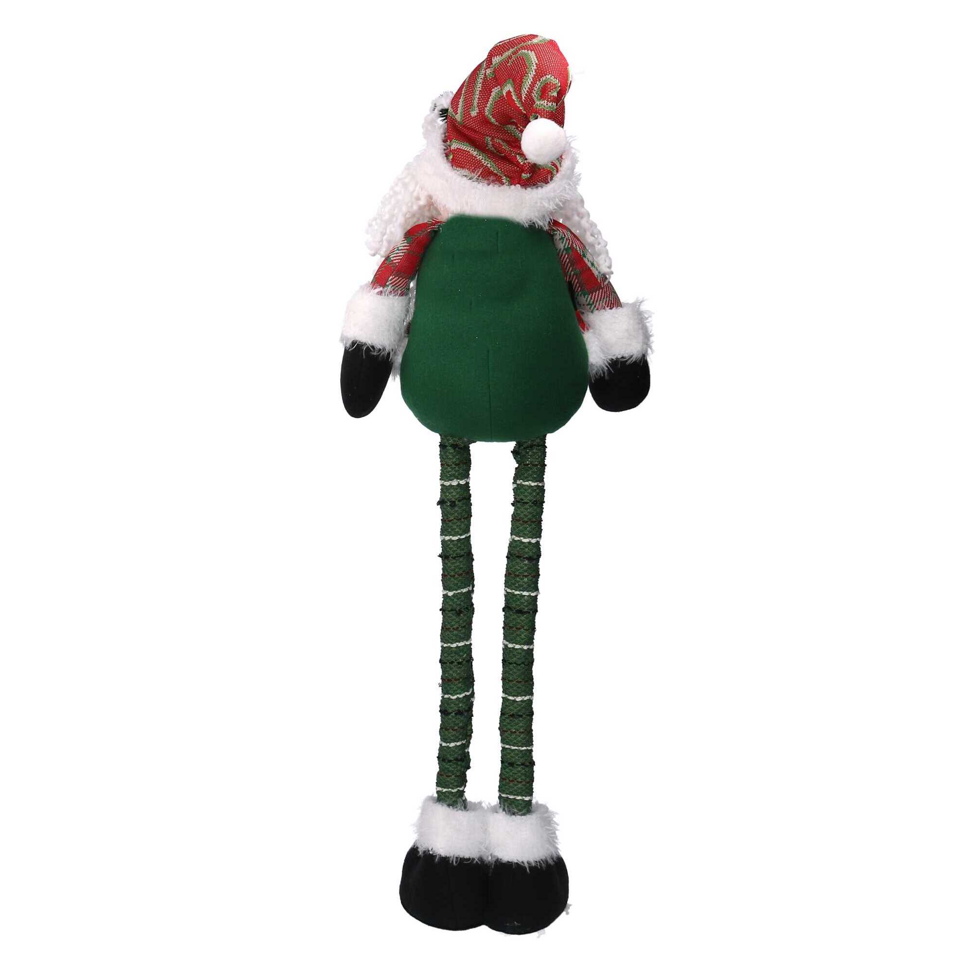 Babbo natale in tessuto verde rosso con gambe telescopiche cm25x11h55/75