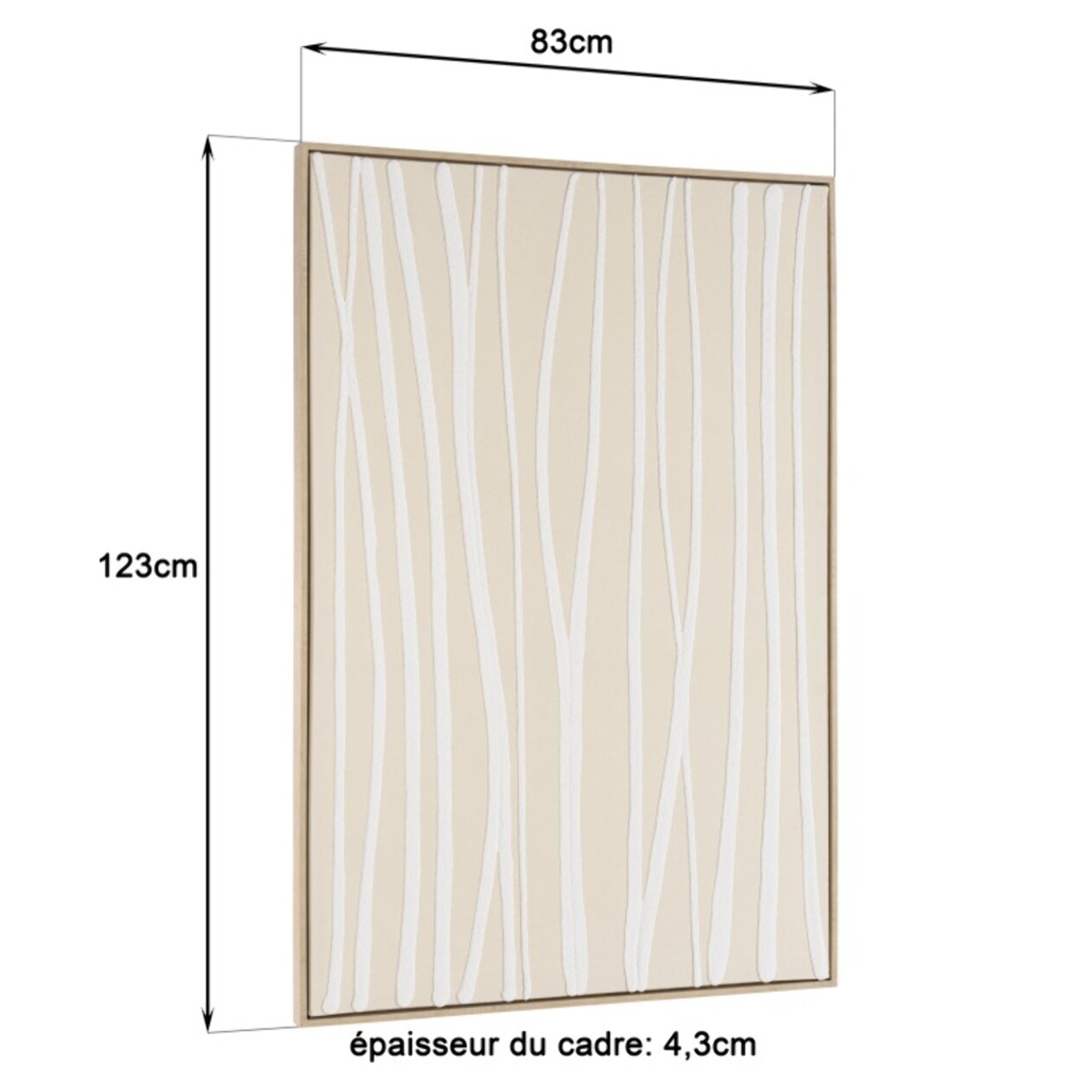 HOMER - Décoration murale B - 83x123cm lignes abstraites, cadre naturel