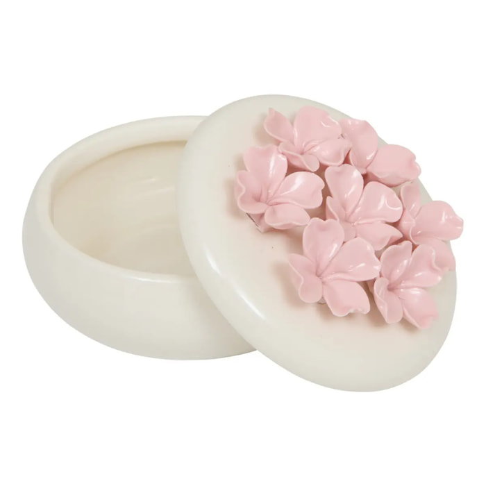 Boîte déco Fleur de rose D11cm en céramique