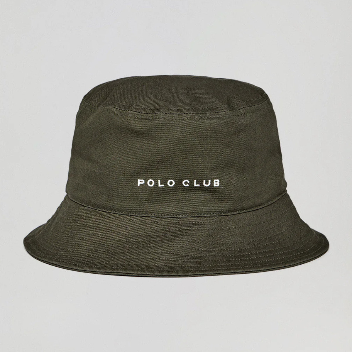 Sombrero bucket verde caqui con logo bordado minimal Polo Club