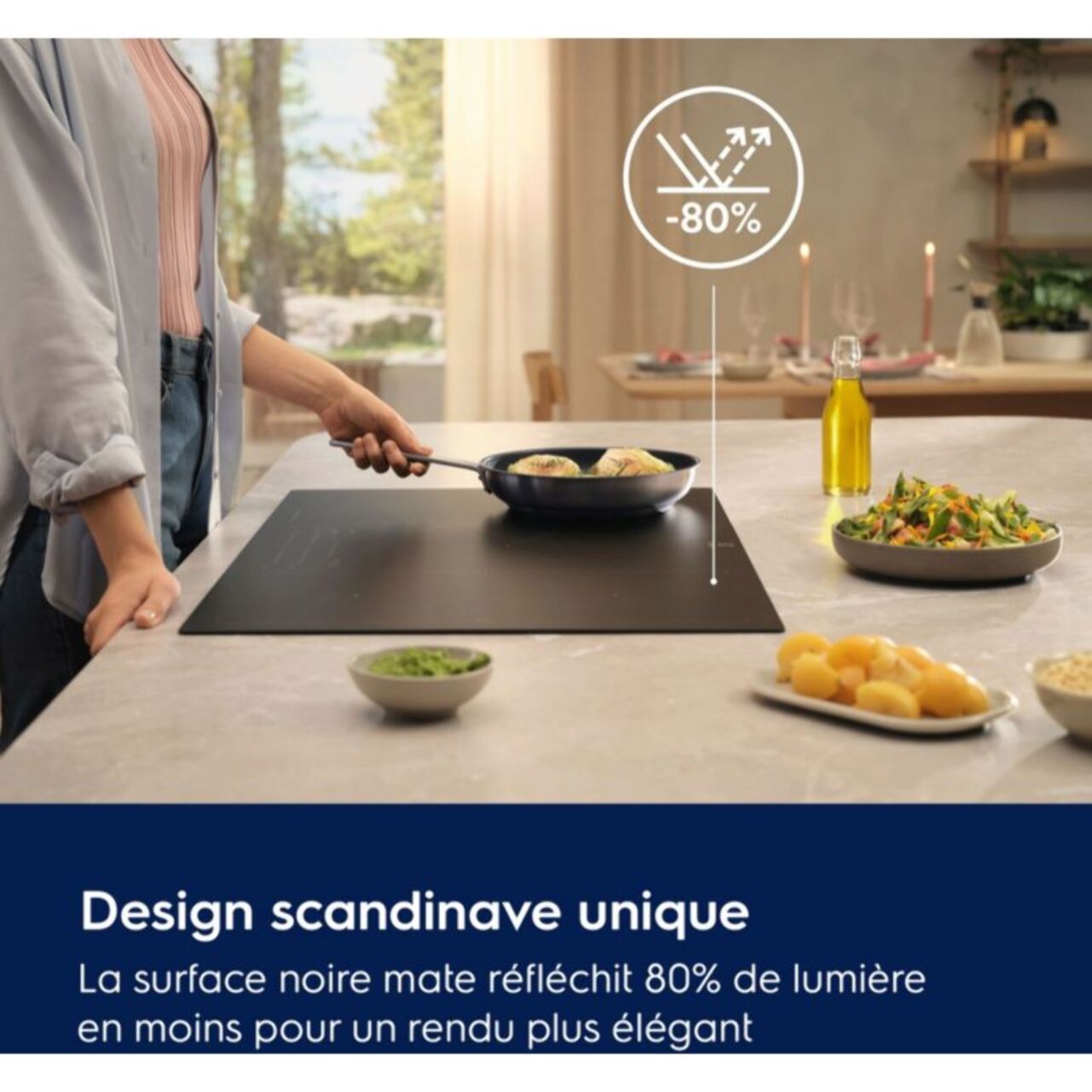Plaque induction ELECTROLUX EIS87553IZ SaphirMatt 80cm Anti-rayures et Zone Flex