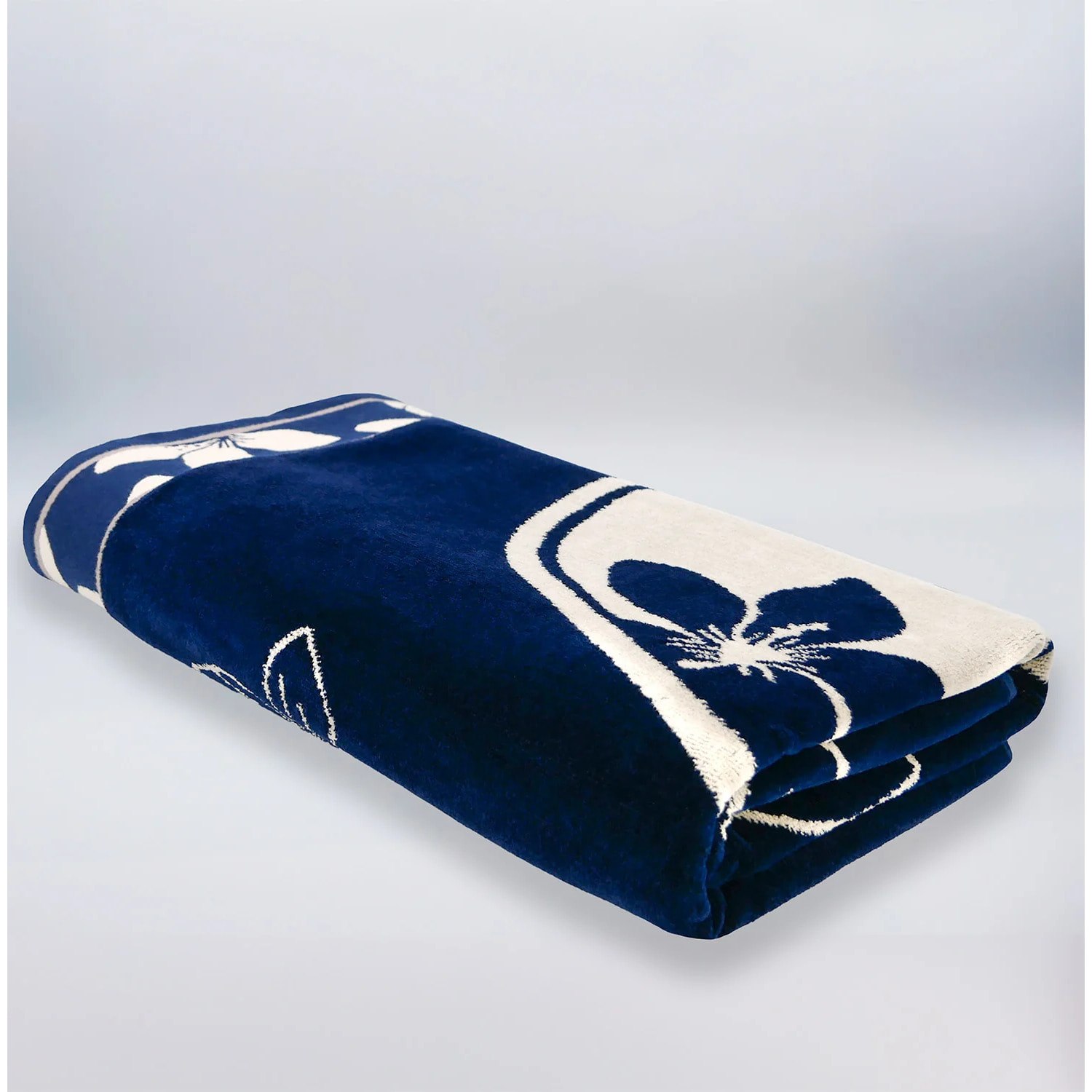 Serviette de plage éponge velours Jacquard Bleu 100x175 470g/m² - Patong