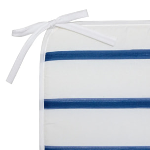 Galette de chaise Oceania 39x39cm rayée bleu et blanc