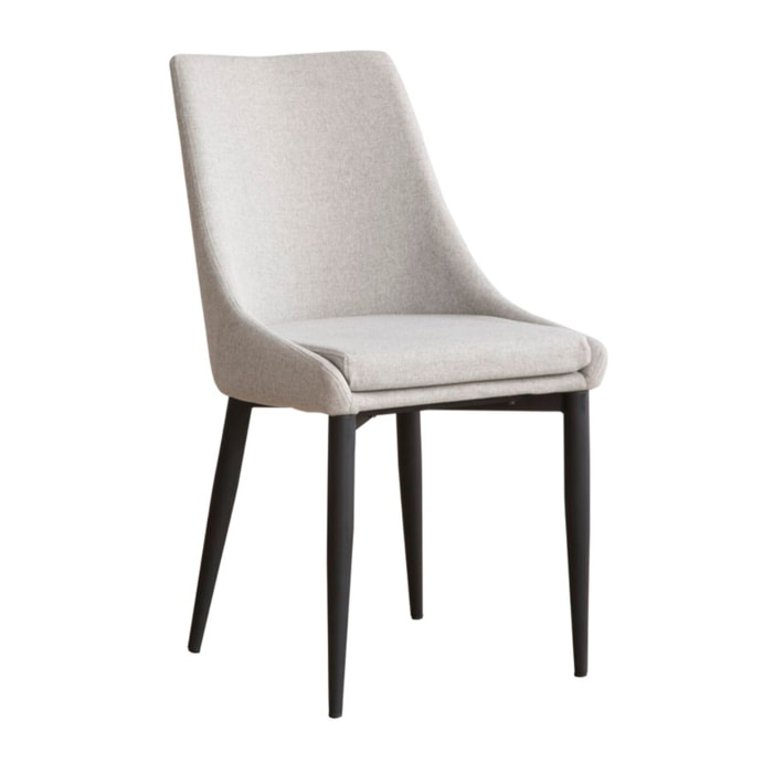 Chaise rembourrée Lauren -tapisserie et pieds métalliques-couleur gris 48 x 90 x 60 cm