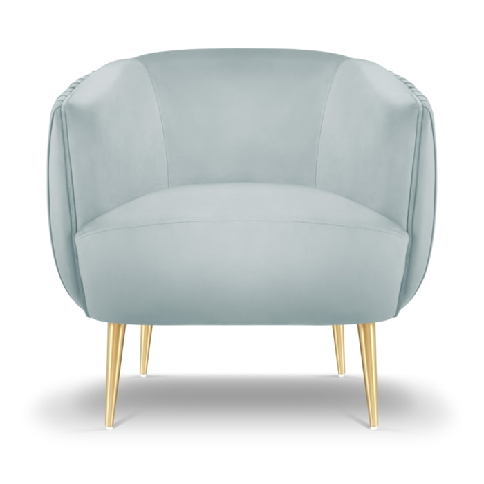 Fauteuil "Cyrille" en velours bleu satiné