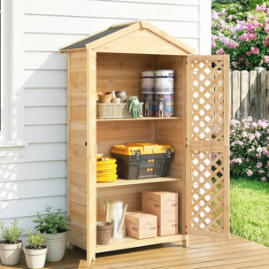 Armario de Exterior de Madera Caseta Jardín Exterior con Techo de Asfalto 2 Puertas Ventiladas con Pestillo 2 Estantes Extraíbles Cobertizo de Jardín para Almacenaje Herramientas Natural