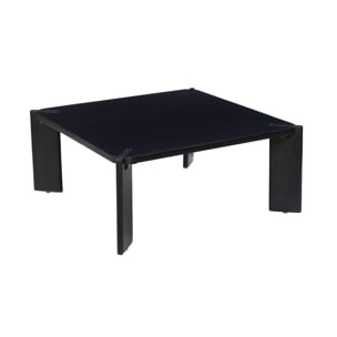 Table basse exotique carrée bois massif 80cm noir - Reva