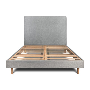 Lit avec tête de lit tapissée bouclette et sommier kit Ep14