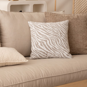 Housse de coussin Jeni chenille beige lin 40x40cm