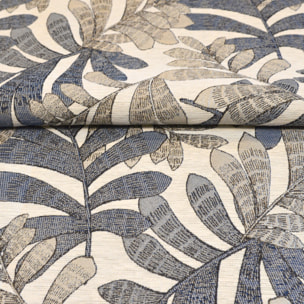 Rideau tamisant jacquard à motifs végétaux - Bleu