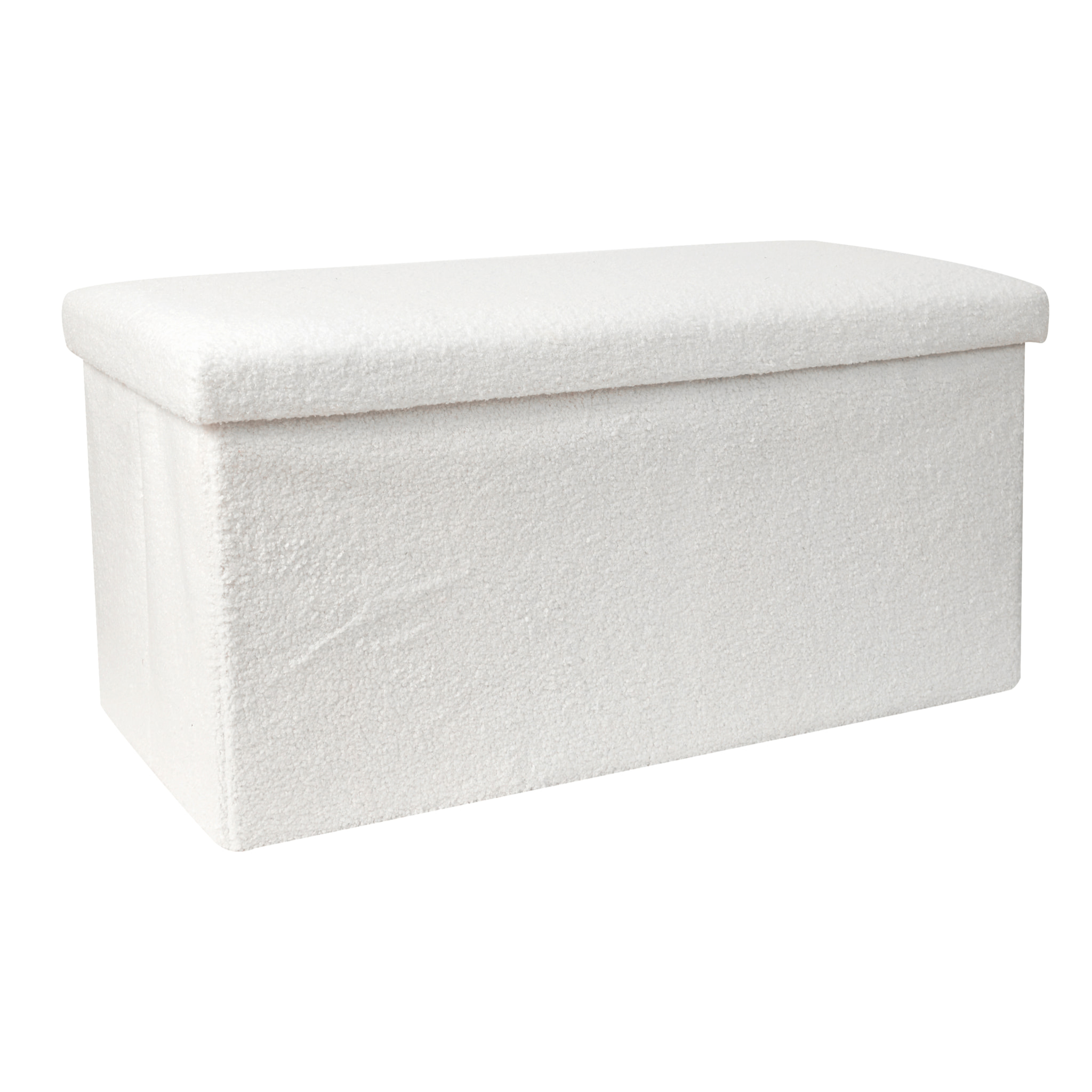 Coffre Banc Pliable Bouclette Blanc