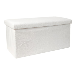 Coffre Banc Pliable Bouclette Blanc