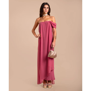 Vestido escote bardot con capa