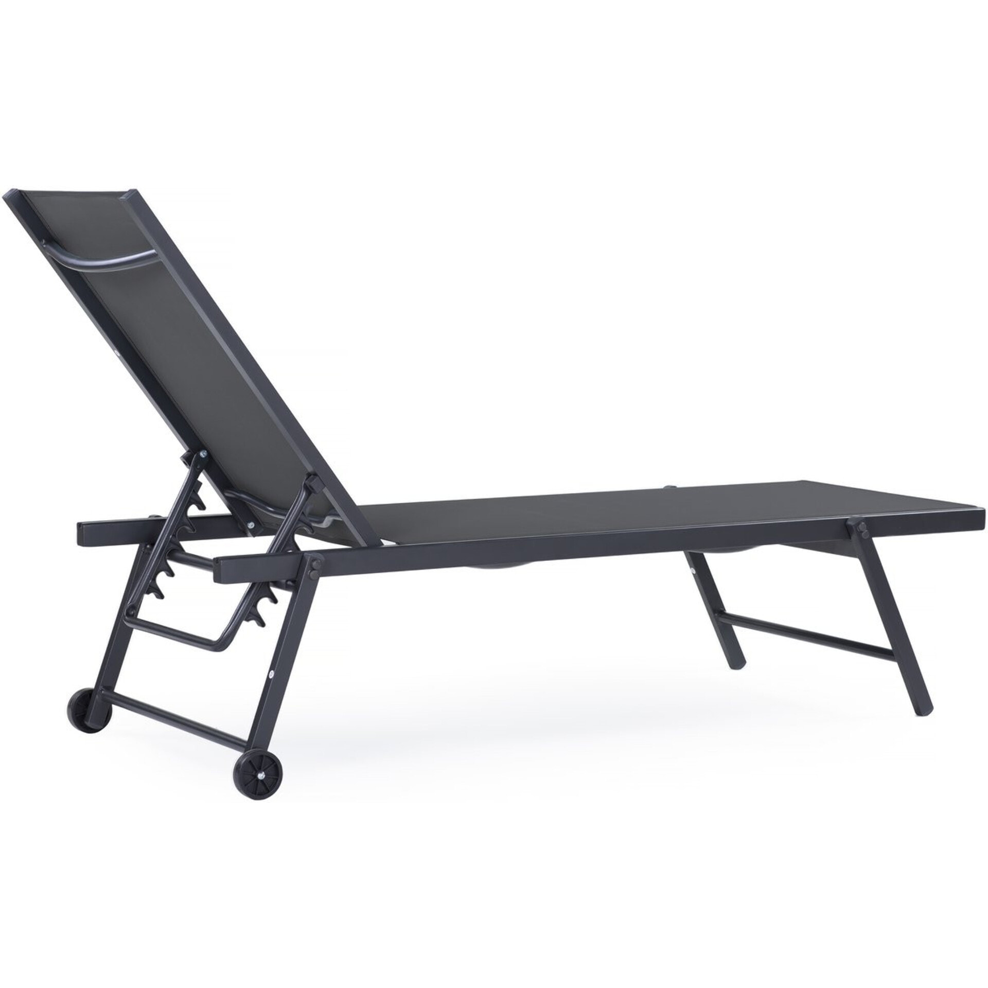 Lot de 2 bains de soleil textilène aluminium "Jolia" - Gris foncé