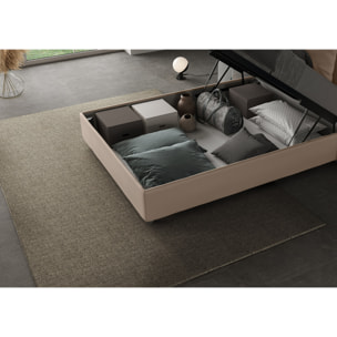 Letto una piazza e mezza contenitore imbottito 120x190 similpelle tortora Appia