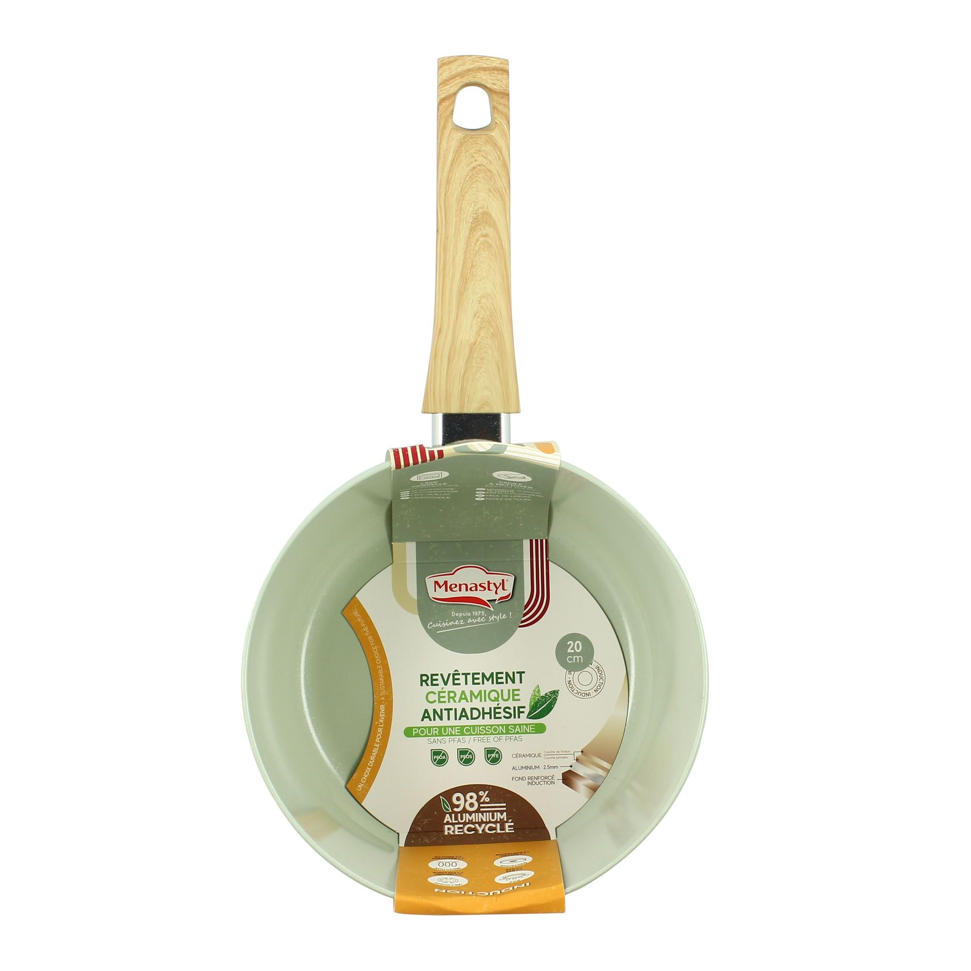 Casserole 20cm avec revêtement céramique céladon - tous feux COLORAMA