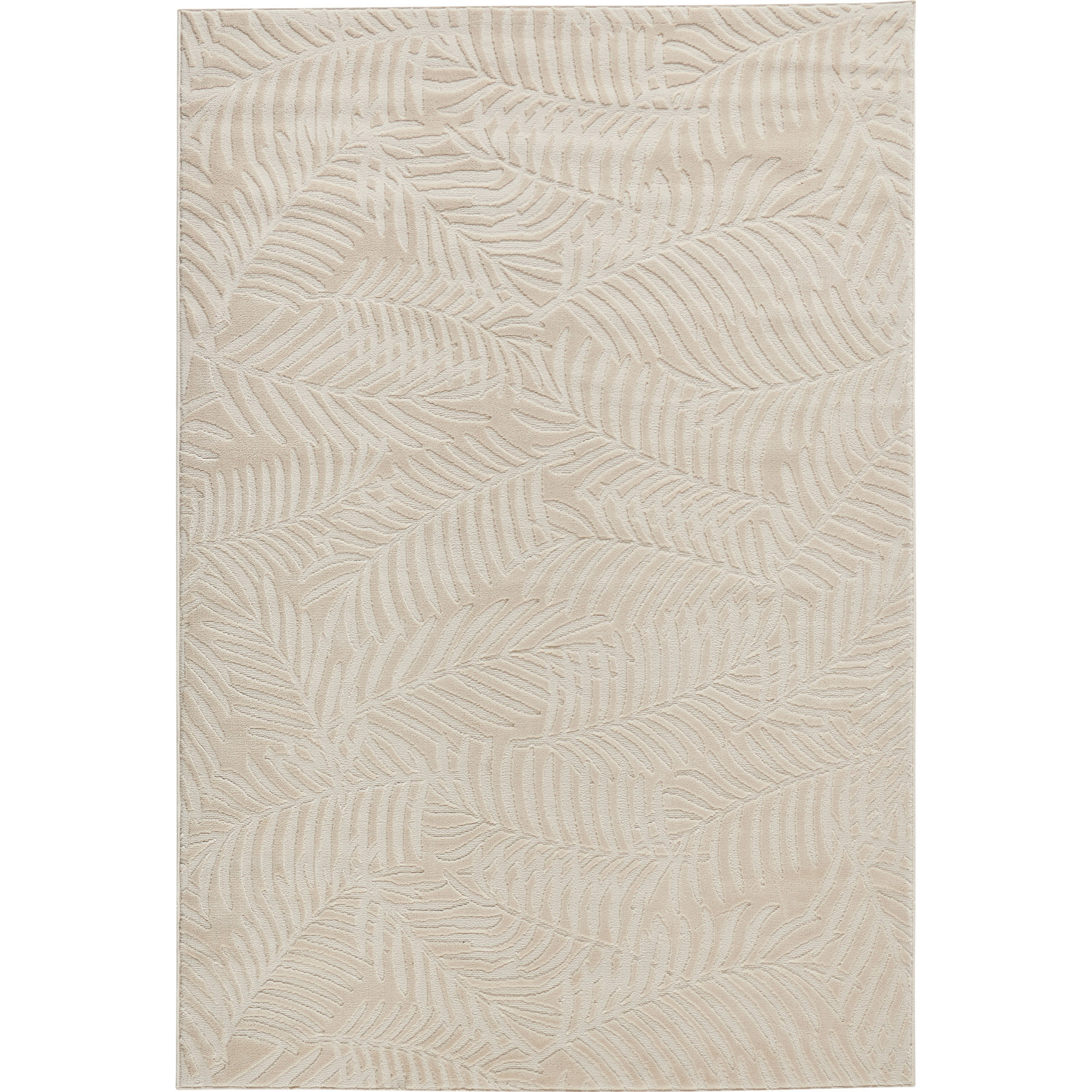 BLOOM - Tapis poils ras motif feuille en relief - Crème