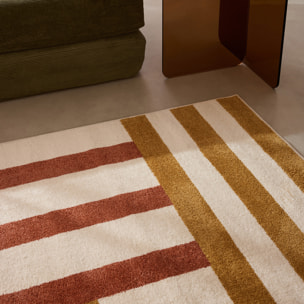 SANTAL - Tapis de salon ocre à motif géométrique