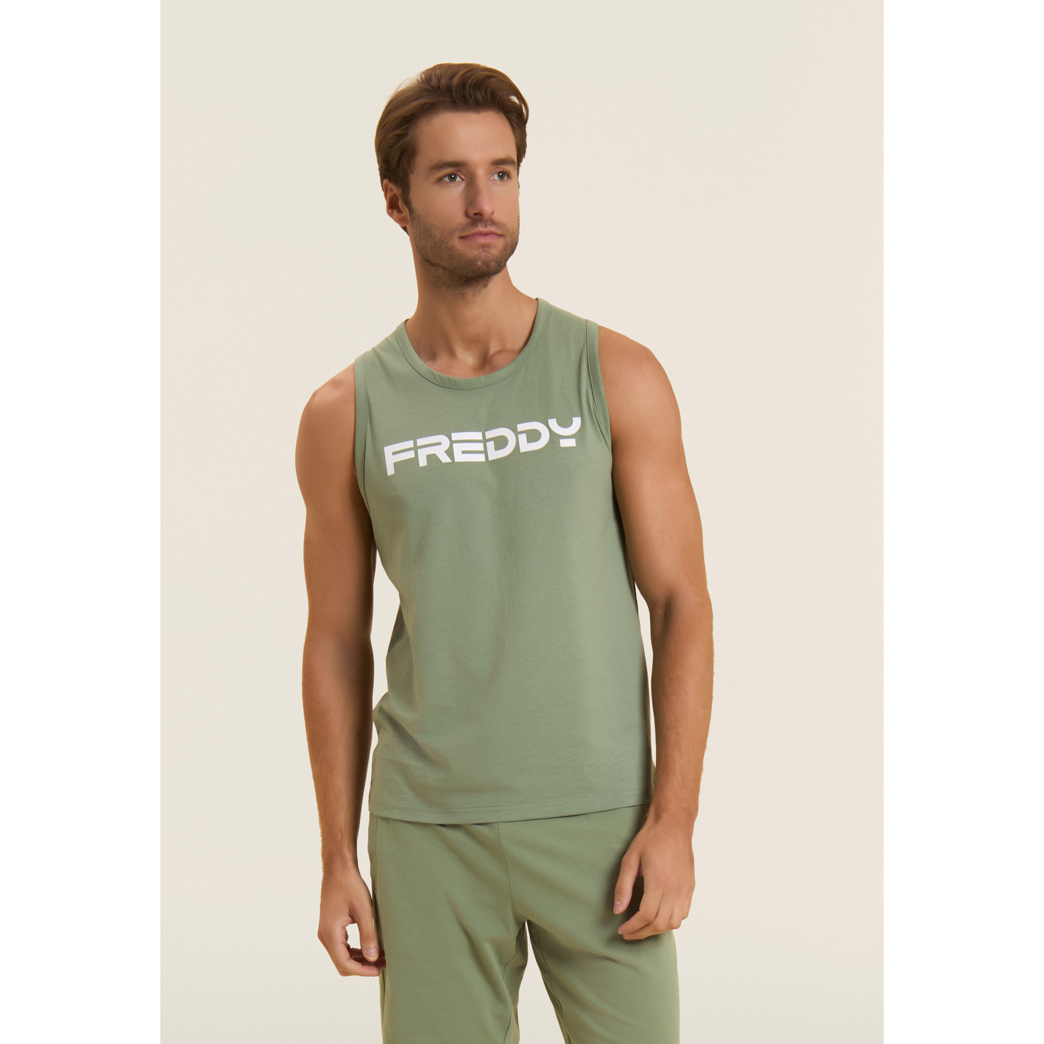 Canotta in cotone con retro vogatore e logo FREDDY