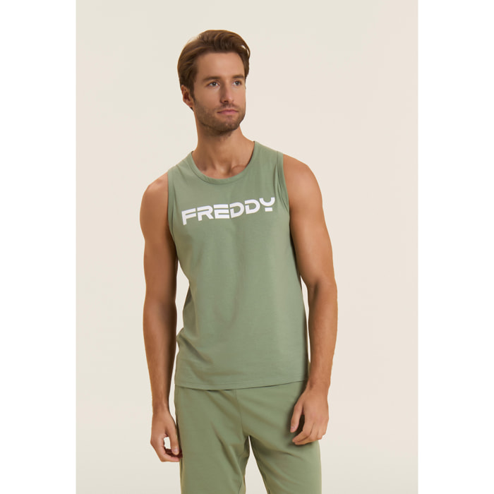 Canotta in cotone con retro vogatore e logo FREDDY